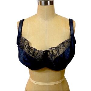 CRÈME BRALEE Elegant Women’s Dark Gray Lace Bra full back coverage size 42DDD